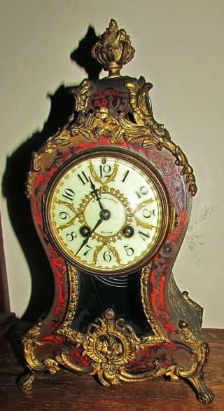 Antique Wood & Sons Boston Clock Porcelain Face Bronze France Parts Restoration