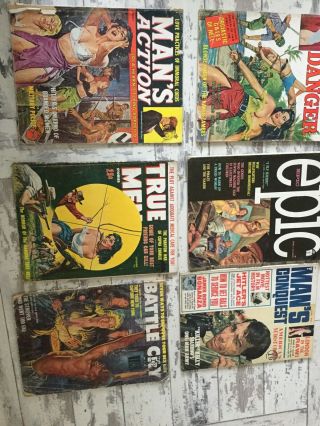 6 Vintage Pulp Magazines Various 60’s Inc Man’s Kitsch Comics