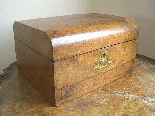 Antique Burr Walnut,  Brass Details With Secret Drawer /jewellery Box