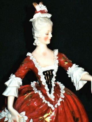 ANTIQUE GERMAN DRESDEN LADY DANCER DOLL WITH APPLIED FLOWERS PORCELAIN FIGURINE 2