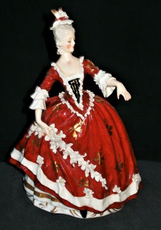 ANTIQUE GERMAN DRESDEN LADY DANCER DOLL WITH APPLIED FLOWERS PORCELAIN FIGURINE 3