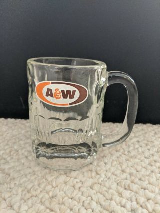 Vintage A & W Root Beer 4 1/2 Inch Tall Heavy Glass Mug - -