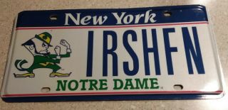 University Of Notre Dame York License Plate