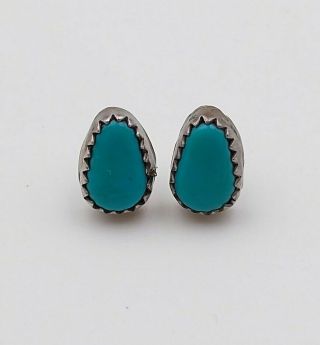 Vintage Sterling Silver Turquoise Post Earrings Navajo