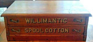 Antique Willimantic Thread Spool Cotton Store Counter 2 Drawer Display Cabinet