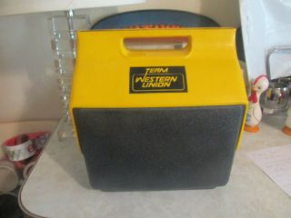 Vintage Igloo Team Western Union Cooler Ice Chest.  Push Side Button Opens.