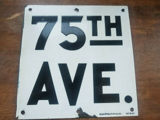 Antique Porcelain 1936 Nyc Mta Subway Sign 75th Ave Ind Vintage Authentic Ny