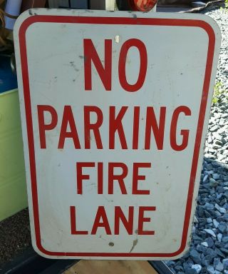 Vintage No Parking Fire Lane Aluminum Metal Sign 12 X 18 "
