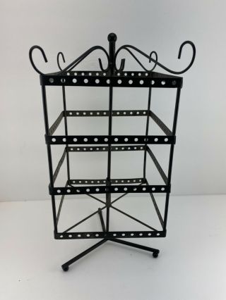 Vintage Black Earring Display Rack Holds 96 Pairs Spinning Counter Top