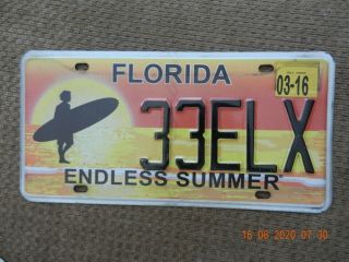 Florida Endless Summer License Plate From 2016 33elx