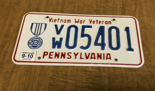 Pennsylvania Vietnam War Veteran License Plate Read
