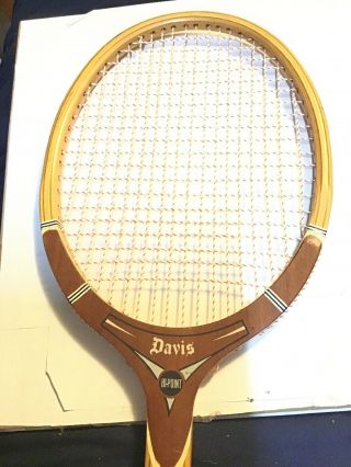 Vintage Davis Hi - Point Tad Tennis Racket Wooden Made In Us 26.  5” Long 8.  75” Wide