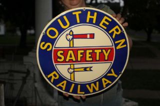 Southern Railway Safety Railroad Train Gas Oil 14 " Porcelain Metal Sign
