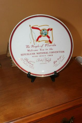Vintage 1968 Republican National Convention Souvenir Plate Florida Nixon
