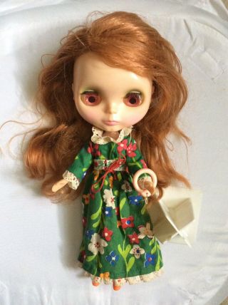 Vintage 1972 Kenner Blythe Doll Redhead W/ Dress,  Shoes & Stand