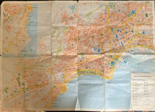 Vintage Enit 1970s Tourist Map Napoli Plan Of The City Italy - Naples 50x70cm