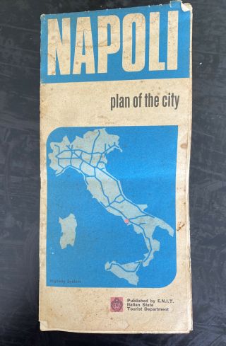 Vintage ENIT 1970s Tourist Map NAPOLI Plan of the City ITALY - NAPLES 50x70cm 2