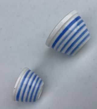 Two Vintage Artisan Miniature Dolls House Handmade Blue And White Bowls.
