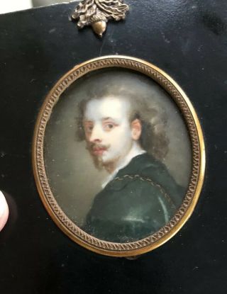 Fine Antique Grand Tour Miniature Portrait Painting Of Anthony Van Dyck