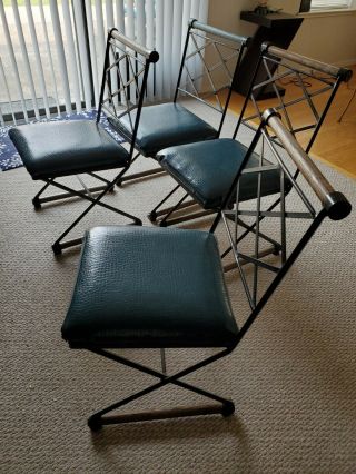 Set Of 4 Cleo Baldon Campaign Chairs Continental Metal Furniture Co.  Mcm