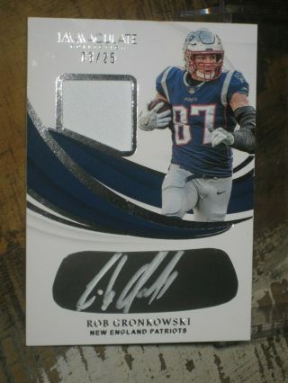 2019 Panini Immaculate Rob Gronkowski Patch Autograph 8/25 Silver Ink Patriots