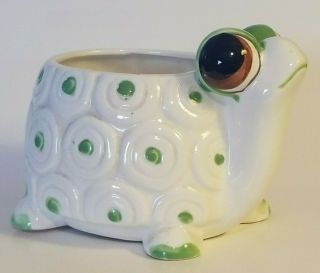 Adorable Vintage Relpo 2124 Ceramic Turtle Planter Big Eyes Pottery Japan