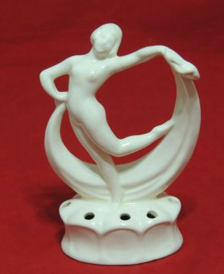Vintage Porcelain Art Nouveau Nude Figural Flower Frog