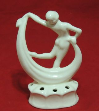 Vintage Porcelain Art Nouveau Nude Figural Flower Frog 3