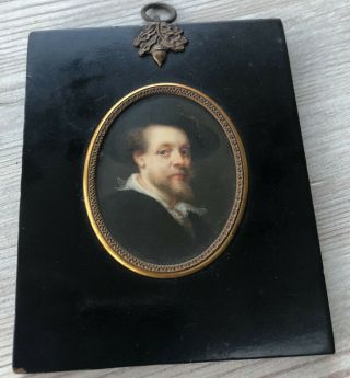Fine Antique Grand Tour Miniature Portrait Painting Of Rubens