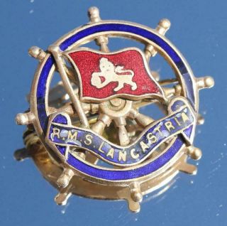 Cunard White Star Line Rms Lancastria As Purchased Onboard Badge C - 1920 