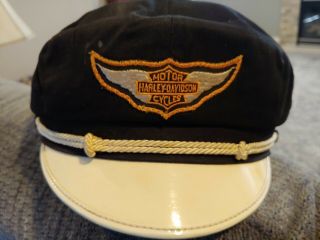 Vintage 1940 - 50s Harley Davidson Motorcycle Captains Hat Cap Brando Biker 6 7/8