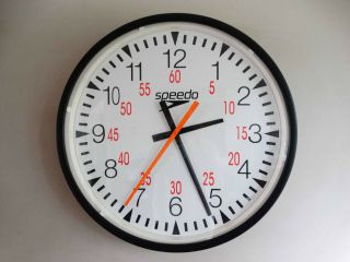 Speedo Quartz Wall Clock With Pace Timing Huge Swimming Pool Industrial Man Cave