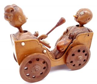 Japanese Meiji Period Kobe Kobi Toy Wooden Automaton Figures.