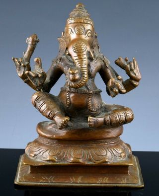 Fine Antique Indian Bronze Ganesha Buddhist Elephant Multi Arm Figure