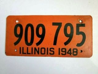 Old Vintage Single 1948 Illinois Fiberboard Car Tag License Plate