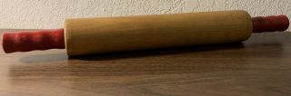 Vintage Wooden Red Handle Rolling Pin Really Retro Look