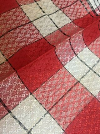 Vintage Farmhouse Red White Plaid Woven 1940s Tablecloth Wwii Japan 49 " Sq