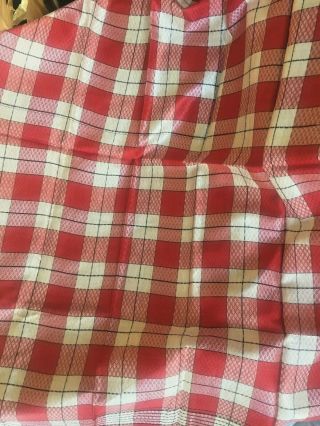 Vintage Farmhouse Red White Plaid Woven 1940s Tablecloth WWII Japan 49 