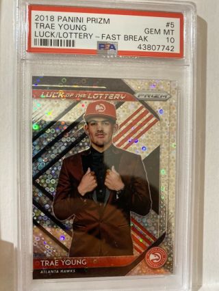 2018 Panini Prizm Luck Of The Lottery Fast Break Trae Young Psa 10