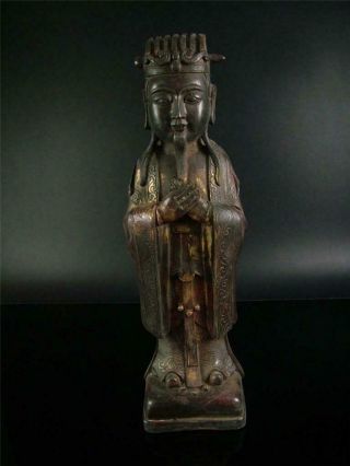 Very Large Old Chinese Gilt Bronze God Of Fu (blessing) Statue Ming Dynasty