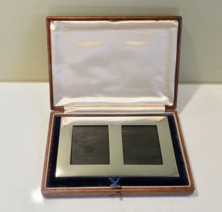 Sterling Silver Double Photo Picture Frame In Leather Case 1924