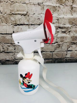 Vintage Squeeze Breeze Water Bottle Misting Fan Strap Disneyland Mickey Mouse