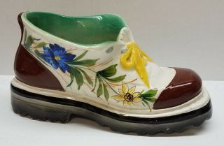 Large Vintage Italy Shoe/boot Ceramic Planter Pot Flower 9 " X 4 "