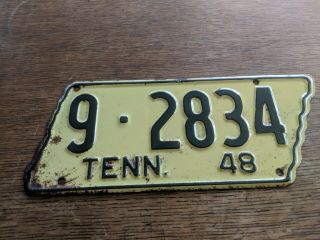 1948 Tennessee State Shaped License Plate