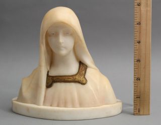 Small Antique Victorian Italian Carved Marble Sculpture Bust,  Classical Madonna
