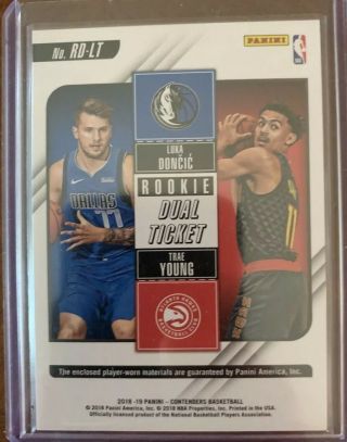 2018 - 19 Contenders Luka Doncic And Trae Young Dual Ticket See Pictures 2