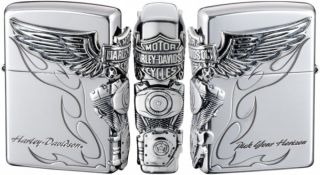 Zippo Oil Lighter Harley Davidson Hdp - 26 Limited Edition Silver Plated