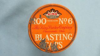 Very Rare King Powder Company Round 100 No 6 Blasting Cap Tin - Underground Mining