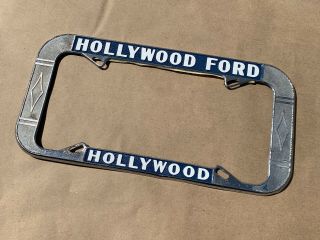 Vintage 50s Transitional Hollywood Ford California Dealer License Plate Frame Ca