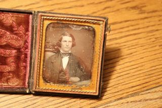 Antique Daguerreotype Of A Handsome Young Man In Gutta Percha Frame
